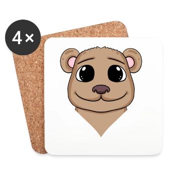 Brown Bear Cute - Coasters (set of 4) - white - Front