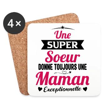 Super soeur cadeau drôle future maman - Dessous de verre (lot de 4) - blanc - Devant