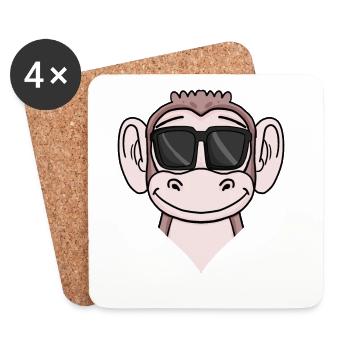 Singe cool avec des lunettes de soleil - Dessous de verre (lot de 4) - blanc - Devant