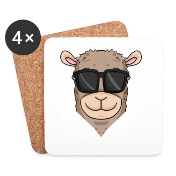 Cooles Lama mit Sonnenbrille - Untersetzer (4er-Set) - Weiß - Vorne