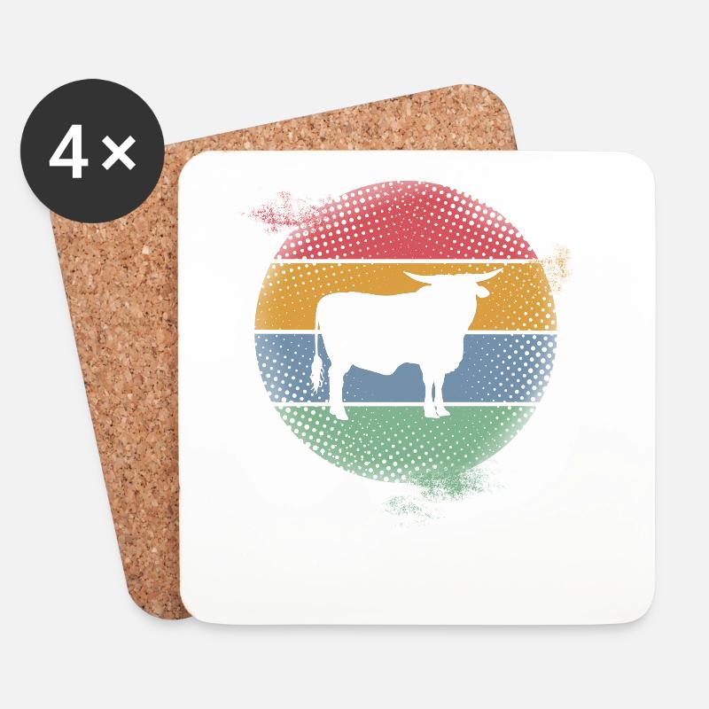 Kuh - Untersetzer (4er-Set) - Weiß