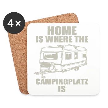 Zuhause am Campingplatz - Untersetzer (4er-Set) - Weiß - Vorne
