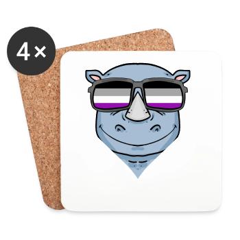 Asexué Lgbt Rhino Asexualité - Dessous de verre (lot de 4) - blanc - Devant