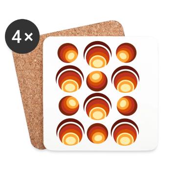 70er Jahre Retro Kugel Muster Orangebraun - Untersetzer (4er-Set) - Weiß - Vorne