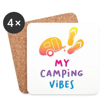 Camping Vibes Devis Caravane Camping-car Course Fan - Dessous de verre (lot de 4) - blanc - Devant