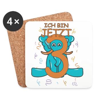 Drei Jahre alt - Untersetzer (4er-Set) - Weiß - Vorne