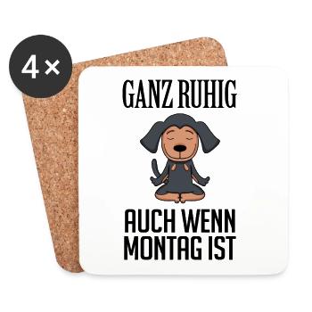 Montag Spruch Yoga - Coonhound - Untersetzer (4er-Set) - Weiß - Vorne