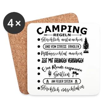 Camping Regeln Lustige Aktivitäten liste - Untersetzer (4er-Set) - Weiß - Vorne