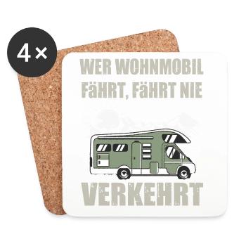 Cooles Camper Wohnmobil Reisemobil Fun Shirt - Untersetzer (4er-Set) - Weiß - Vorne