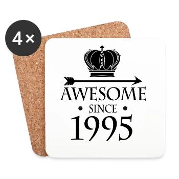 Born in 1995 - Fantastic since 1995 - Coasters (set of 4) - white - Front