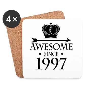 Born in 1997 - Fantastic since 1997 - Coasters (set of 4) - white - Front