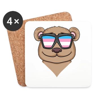 Transgender Transsexuell Braunbär Geschenk - Untersetzer (4er-Set) - Weiß - Vorne