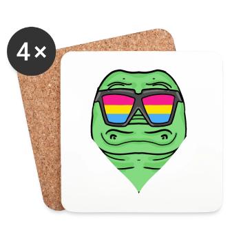 Pansexuell Krokodil - Krokodil mit Brille - Untersetzer (4er-Set) - Weiß - Vorne
