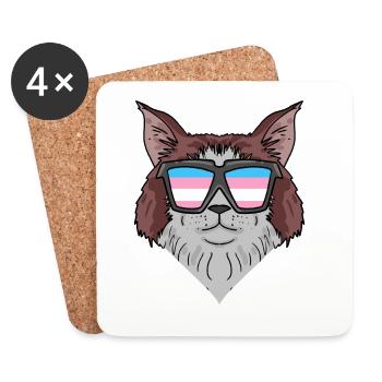 Transgender Transsexuell Maine Coon Katze Geschenk - Untersetzer (4er-Set) - Weiß - Vorne