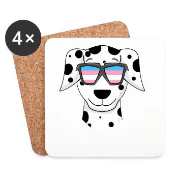 Transgender Dalmatian dog - dog with glasses - Coasters (set of 4) - white - Front