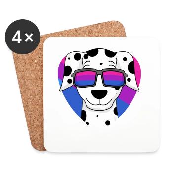 Bisexual Dalmatian dog - dog with glasses - Coasters (set of 4) - white - Front