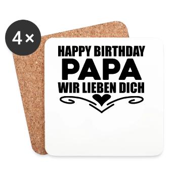 Happy Birthday Papa - Untersetzer (4er-Set) - Weiß - Vorne