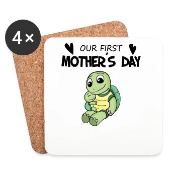 Mother's Day Gift - Our First Mother's Day - Coasters (set of 4) - white - Front