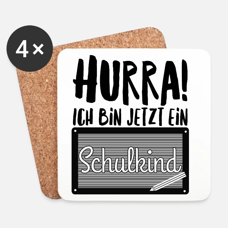 Hurra! Ich bin jetzt ein Schulkind - Untersetzer (4er-Set) - Weiß