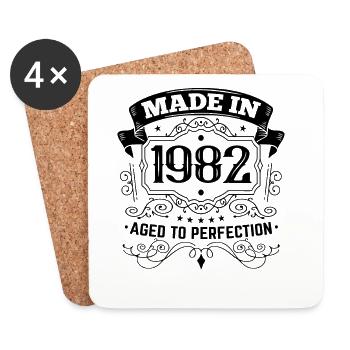 Made in 1982 Birthday Vintage - Coasters (set of 4) - white - Front