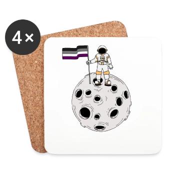 Asexueller Astronaut auf dem Mond Ace Pride Flagge - Untersetzer (4er-Set) - Weiß - Vorne