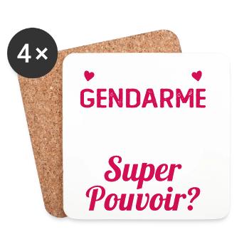 Je Suis Une Gendarme c'est Mon Super Pouvoir - Dessous de verre (lot de 4) - blanc - Devant