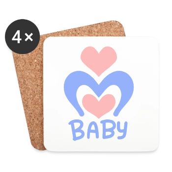 Baby Heart - Corps de bébé - Dessous de verre (lot de 4) - blanc - Devant