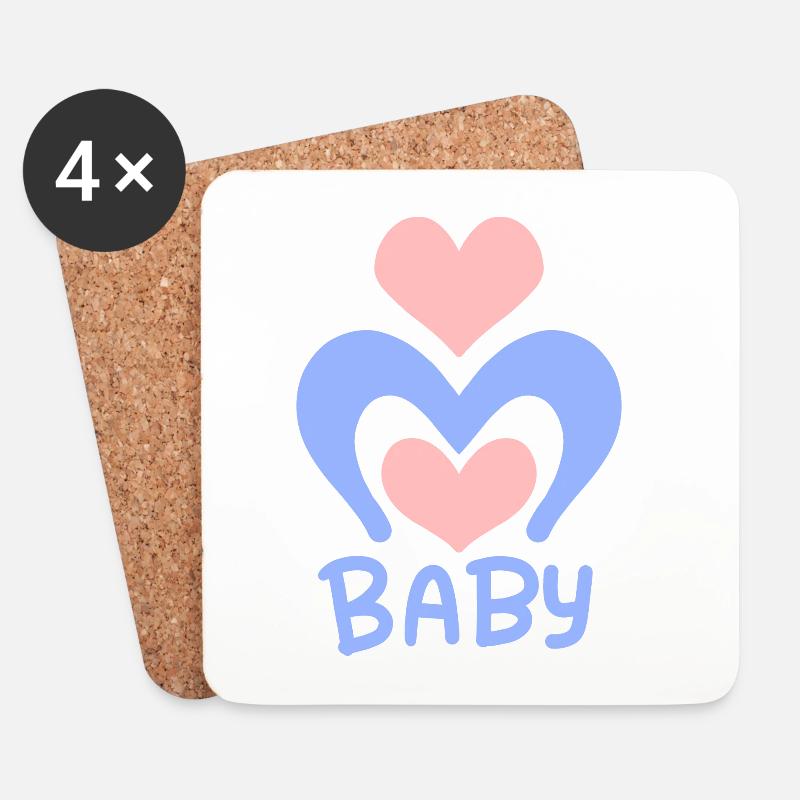 Baby Herz - Baby Body - Untersetzer (4er-Set) - Weiß