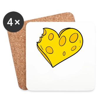 Heart of Cheese - Cheese Love - Coasters (set of 4) - white - Front