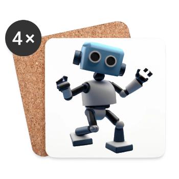Tanzender Roboter - Untersetzer (4er-Set) - Weiß - Vorne