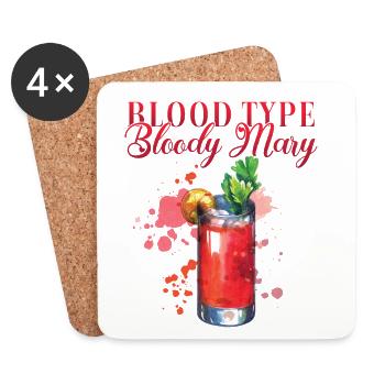 Blood Type Bloody Mary Cocktail for Bartenders - Coasters (set of 4) - white - Front