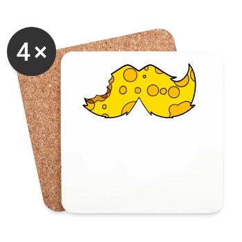 Barbe à moustache au fromage - Dessous de verre (lot de 4) - blanc - Devant