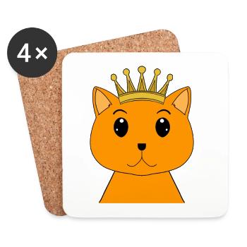 Cat with crown - Persian cat with crown - Coasters (set of 4) - white - Front