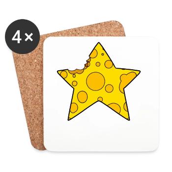 Étoile du fromage - Dessous de verre (lot de 4) - blanc - Devant