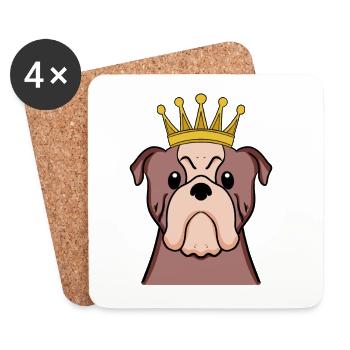 Dog with crown - Bulldog with crown - Coasters (set of 4) - white - Front