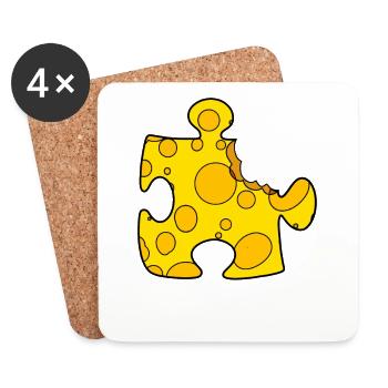 Puzzle de fromage - Dessous de verre (lot de 4) - blanc - Devant