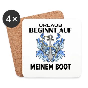 Motorboot Kapitän Urlaub Spruch Geschenk - Untersetzer (4er-Set) - Weiß - Vorne