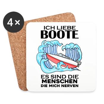 Motorboot Kapitän Bootsführerschein - Untersetzer (4er-Set) - Weiß - Vorne