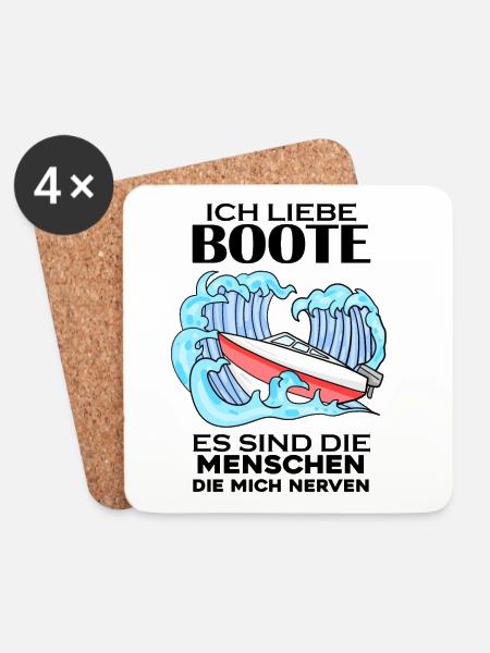Motorboot Kapitän Bootsführerschein - Untersetzer (4er-Set) - Weiß