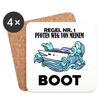 Motorboot Kapitän Boot Boote Seefahrt - Untersetzer (4er-Set) - Weiß - Vorne