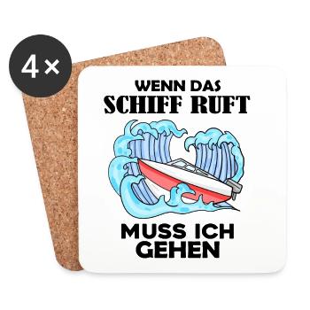 Motorboot Kapitän Boot Boote Seefahrt Geschenk - Untersetzer (4er-Set) - Weiß - Vorne