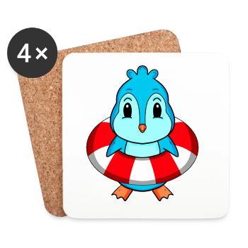 Bouée de sauvetage Penguin Swimming - Dessous de verre (lot de 4) - blanc - Devant