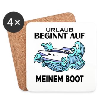 Urlaub Motorboot Kapitän Bootsführerschein - Untersetzer (4er-Set) - Weiß - Vorne