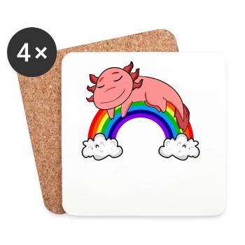 Regenbogen Axolotl - Untersetzer (4er-Set) - Weiß - Vorne