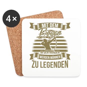 Bogenschiessen mit dem Bogen in den Händen - Untersetzer (4er-Set) - Weiß - Vorne