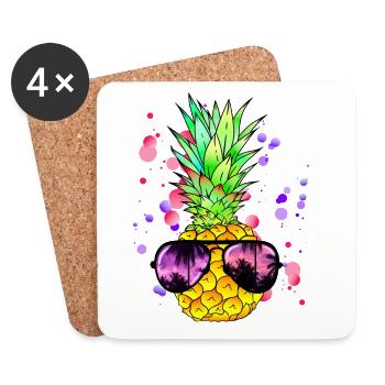 Colorful pineapple art - Coasters (set of 4) - white - Front