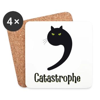 Catastrophe Katze Katzen Katastrophe - Untersetzer (4er-Set) - Weiß - Vorne