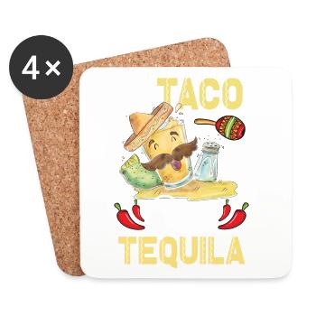 Taco Über Tequila Taco Tuesday - Untersetzer (4er-Set) - Weiß - Vorne