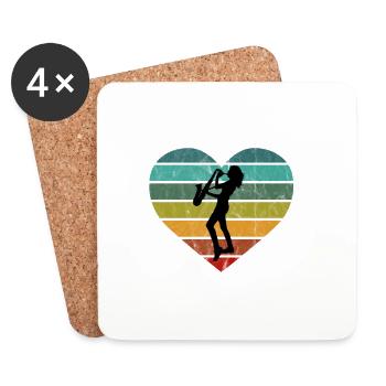 I love saxophone and saxophonist - Coasters (set of 4) - white - Front
