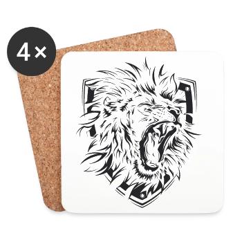 Armoiries du Bouclier du Lion Symbole Lion Illustration Icône - Dessous de verre (lot de 4) - blanc - Devant
